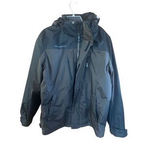 ZeroXposur Grid Dobby 2-In-1 Hooded Shell with Inner Coat Sz L Black/Brown
